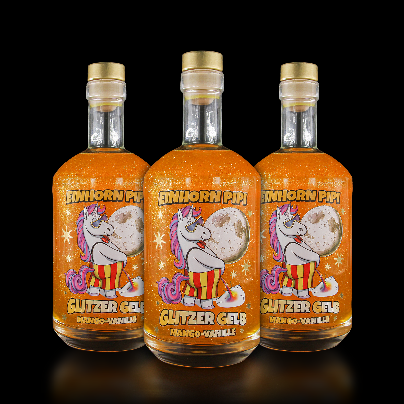 3x EinhornPipi Glitzergelb Mango-Vanille