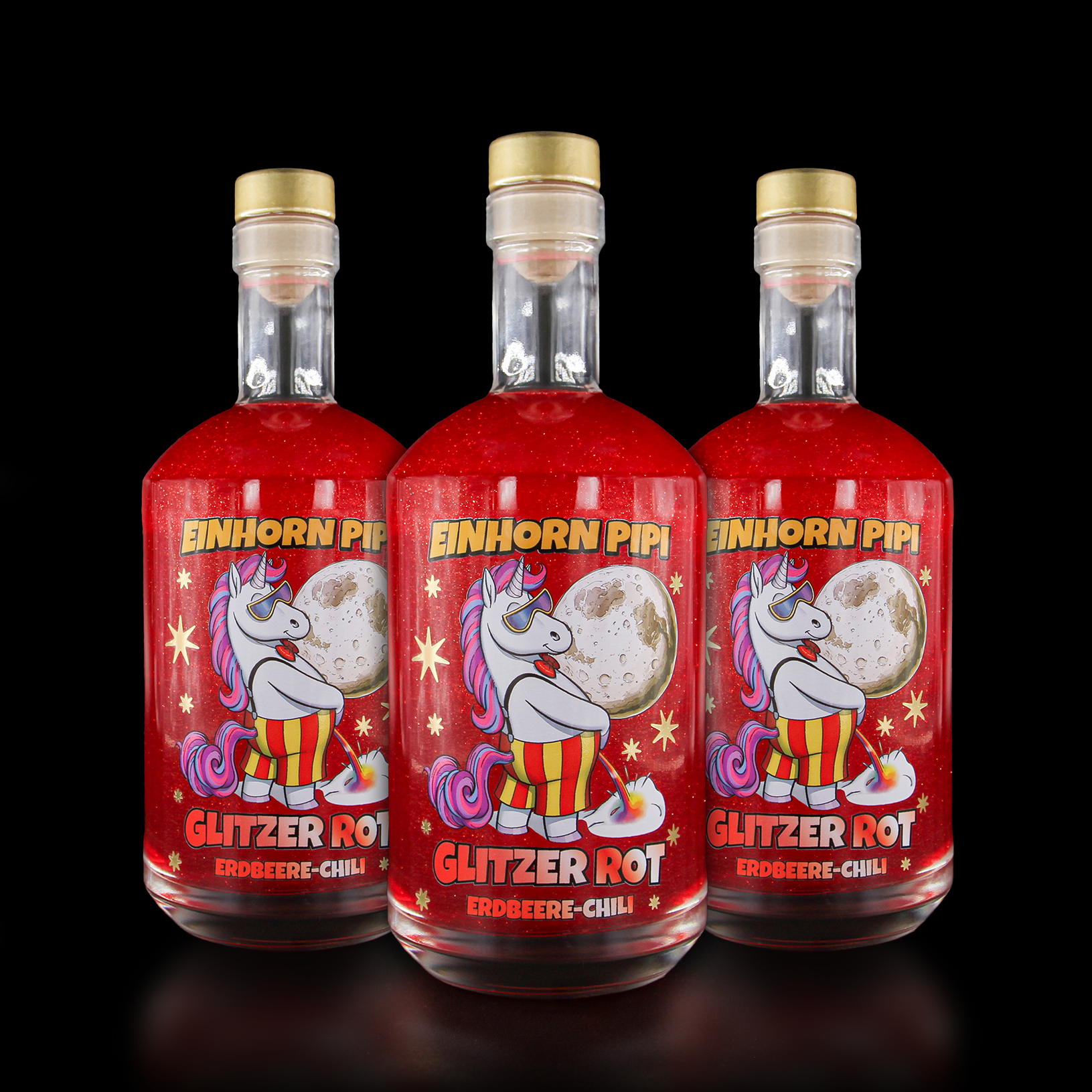 3x EinhornPipi Glitzerrot Erdbeere-Chili