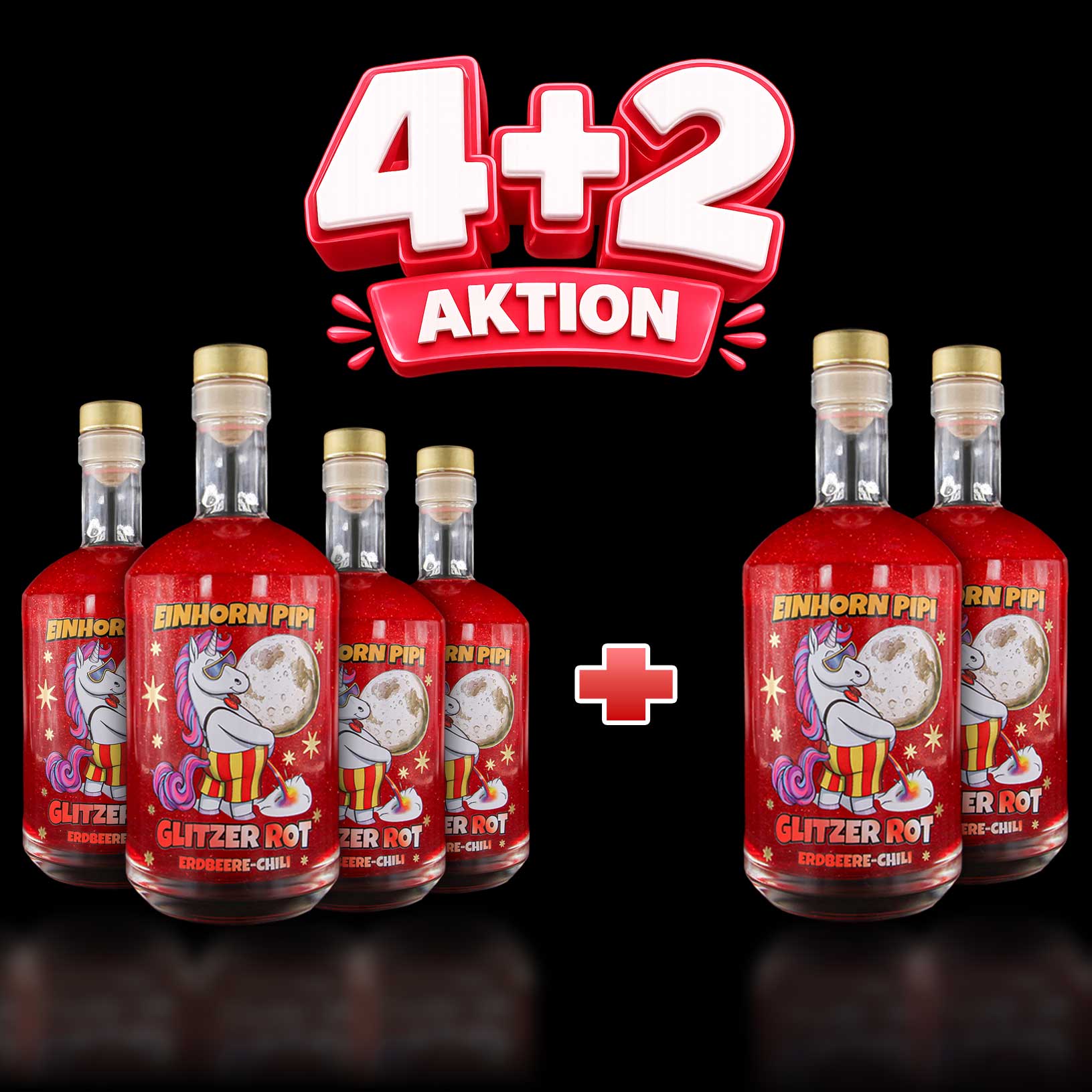 4+2 Aktion EinhornPipi Glitzerrot Erdbeere-Chili