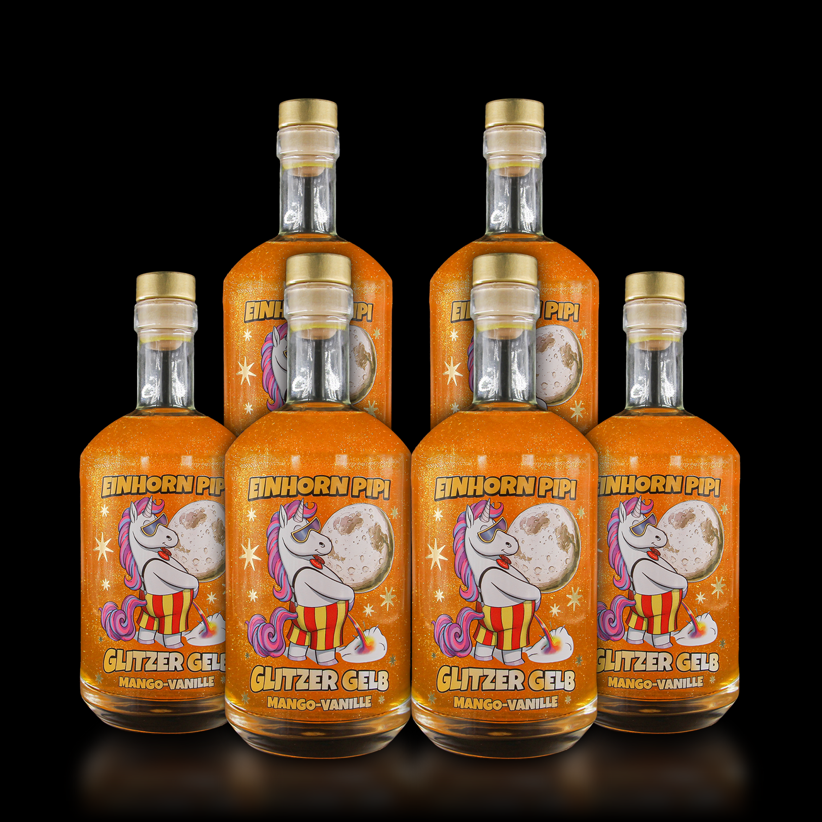 6x EinhornPipi Glitzergelb Mango-Vanille