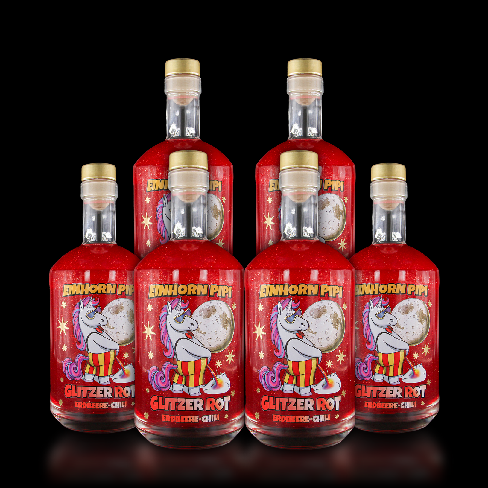 6x EinhornPipi Glitzerrot Erdbeere-Chili
